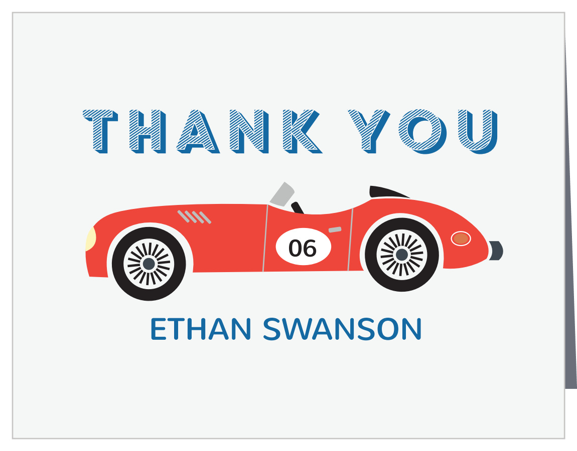 Raucous Raceway Children's Birthday Thank You Cards