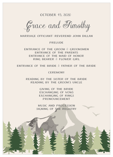 Forest Escape Wedding Programs