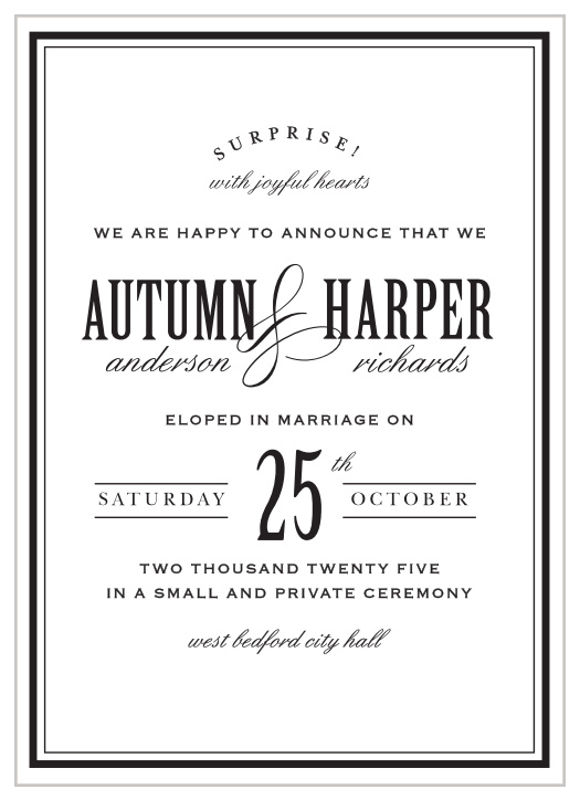 Celebrate your new marital status with the Antique Elegance Wedding Announcement.