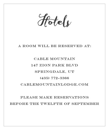 Chalkboard Frame Accommodation Cards
