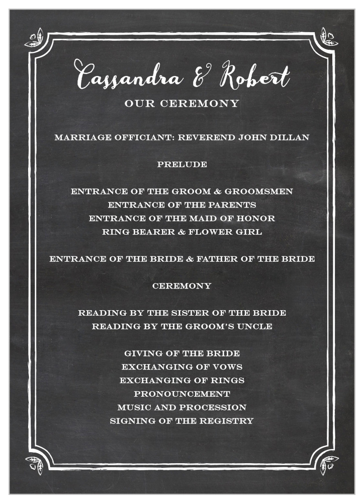 Chalkboard Frame Wedding Programs