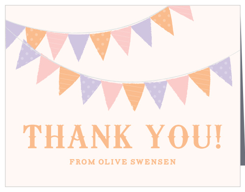 Thank your daughter’s first birthday guests with the Festival Bunting Thank You Cards.
