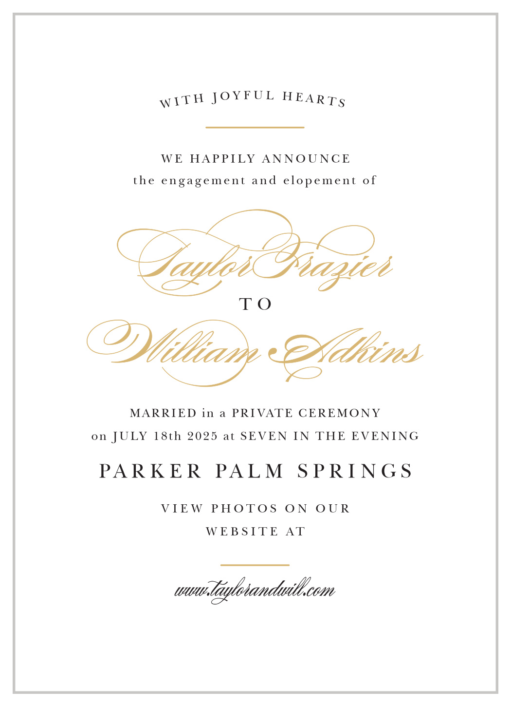 Elegant Vintage Foil Wedding Announcements