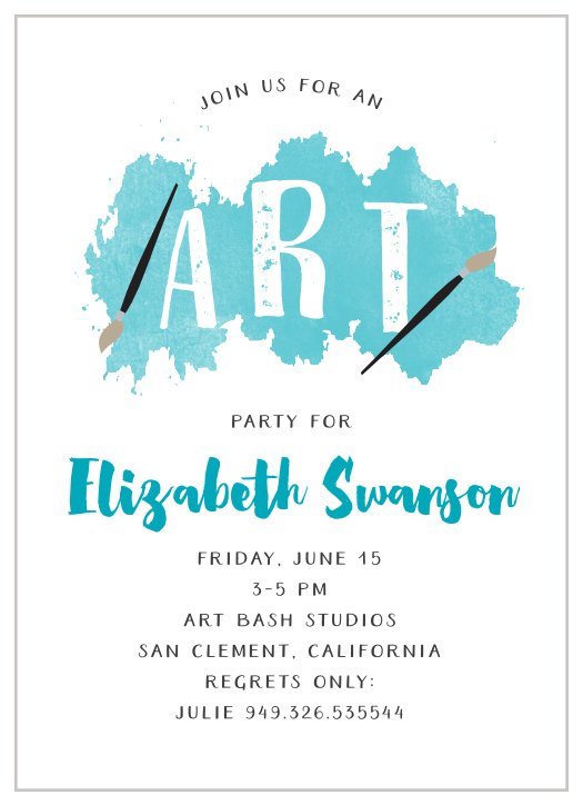 Throw a party with a creative twist using the Art Bash Children's Birthday Party Invitations. 