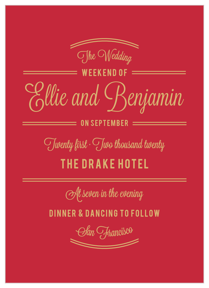 Rhapsody in Red Foil Wedding Invitations