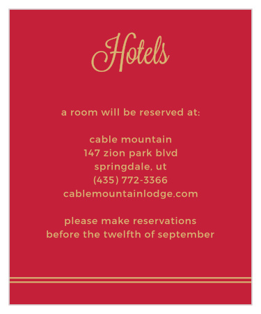Rhapsody in Red Foil Accommodation Cards