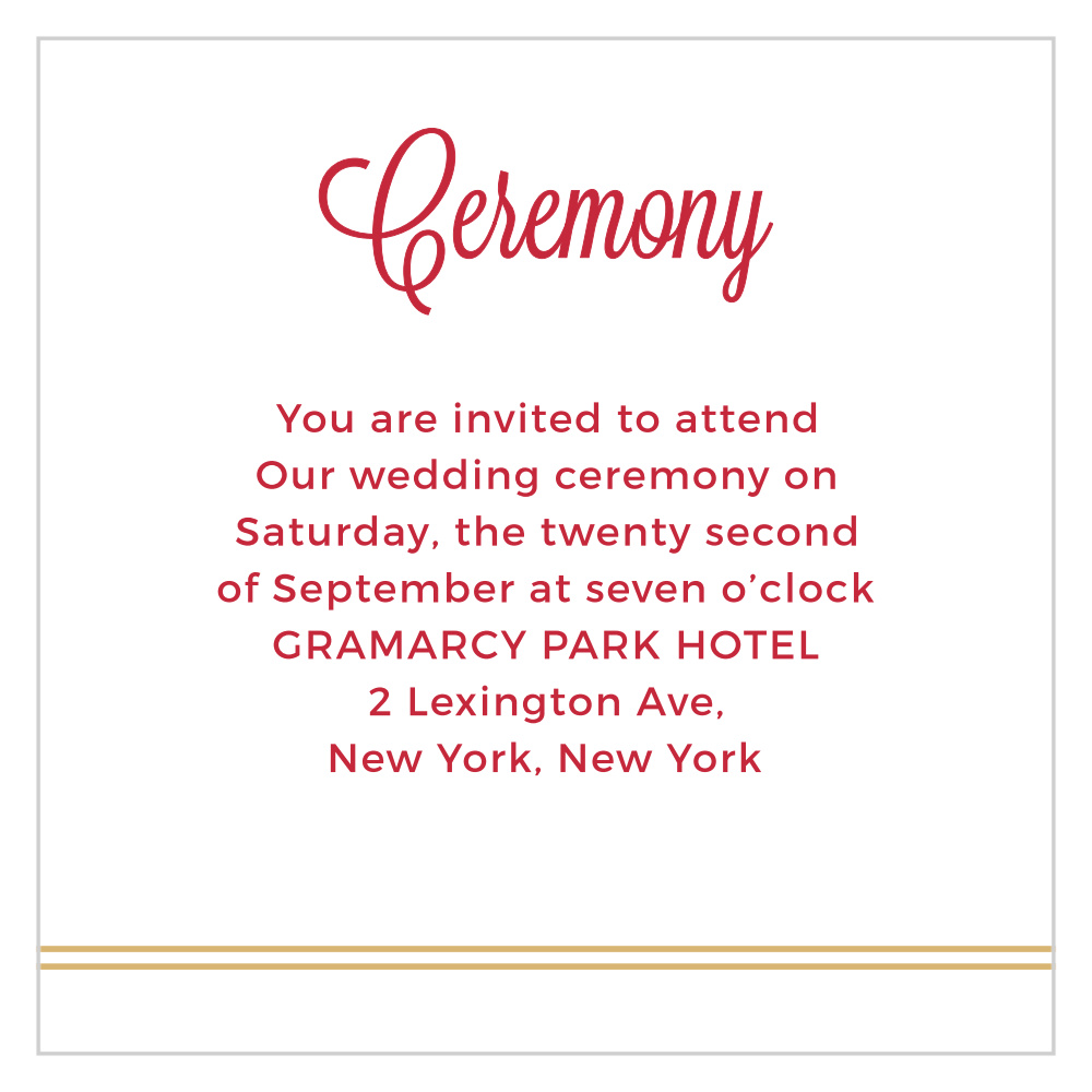 Rhapsody in Red Foil Ceremony Cards