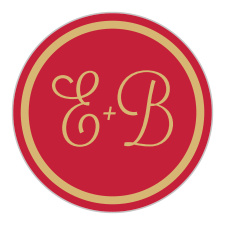 Encircle your initials in the vintage style of the Rhapsody in Red Foil Stickers from the Love Vs Design Collection at Basic Invite. 