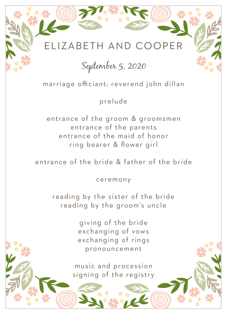 Gardens Abound Wedding Programs