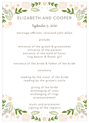Gardens Abound Wedding Programs