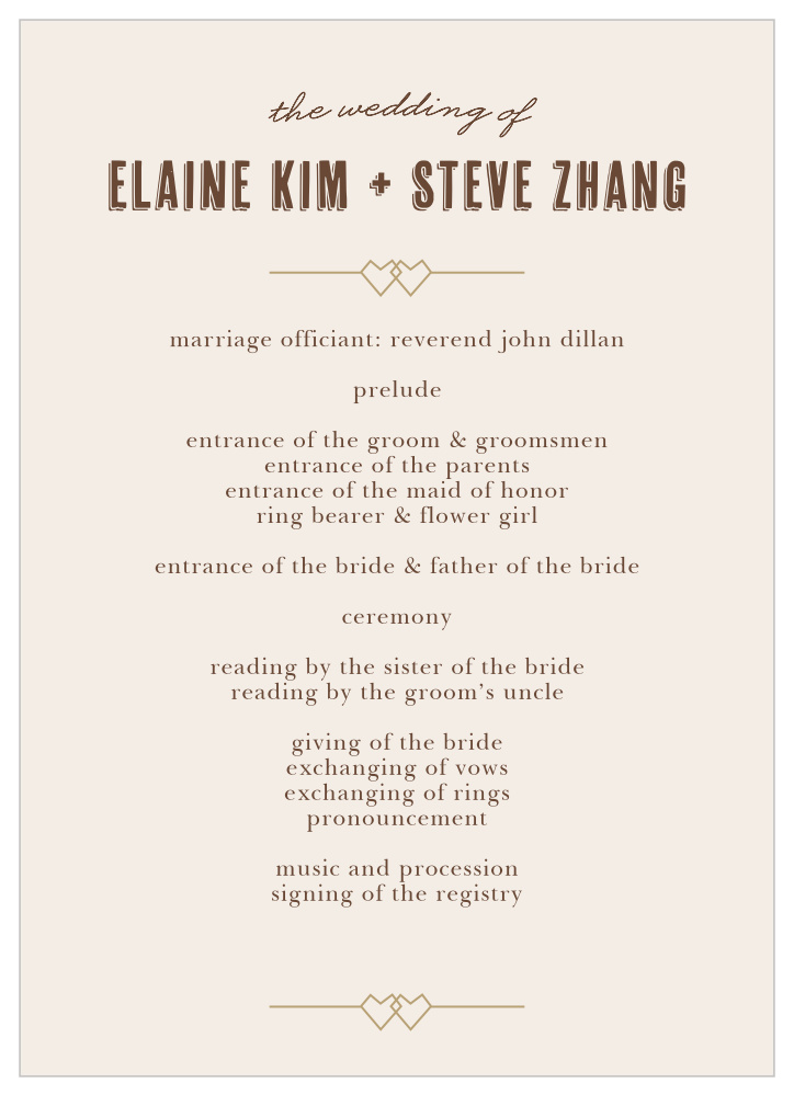 Linked Hearts Wedding Programs