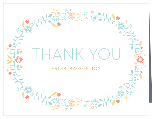 Baby Wreath Foil Baby Shower Thank You Cards