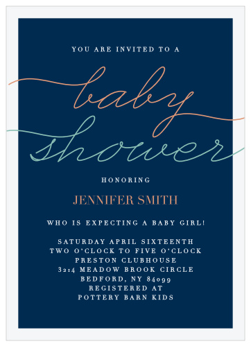 It's classy, it's elegant, it's formal... it's the Prestige Girl Foil Baby Shower Invitations! 