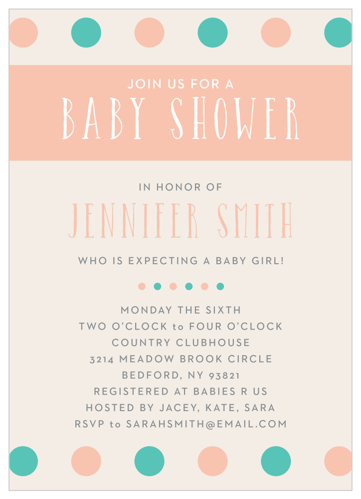 Polka Dot Girl Baby Shower Invitations