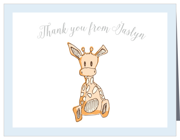 Giraffe Boy Foil Baby Shower Thank You Cards