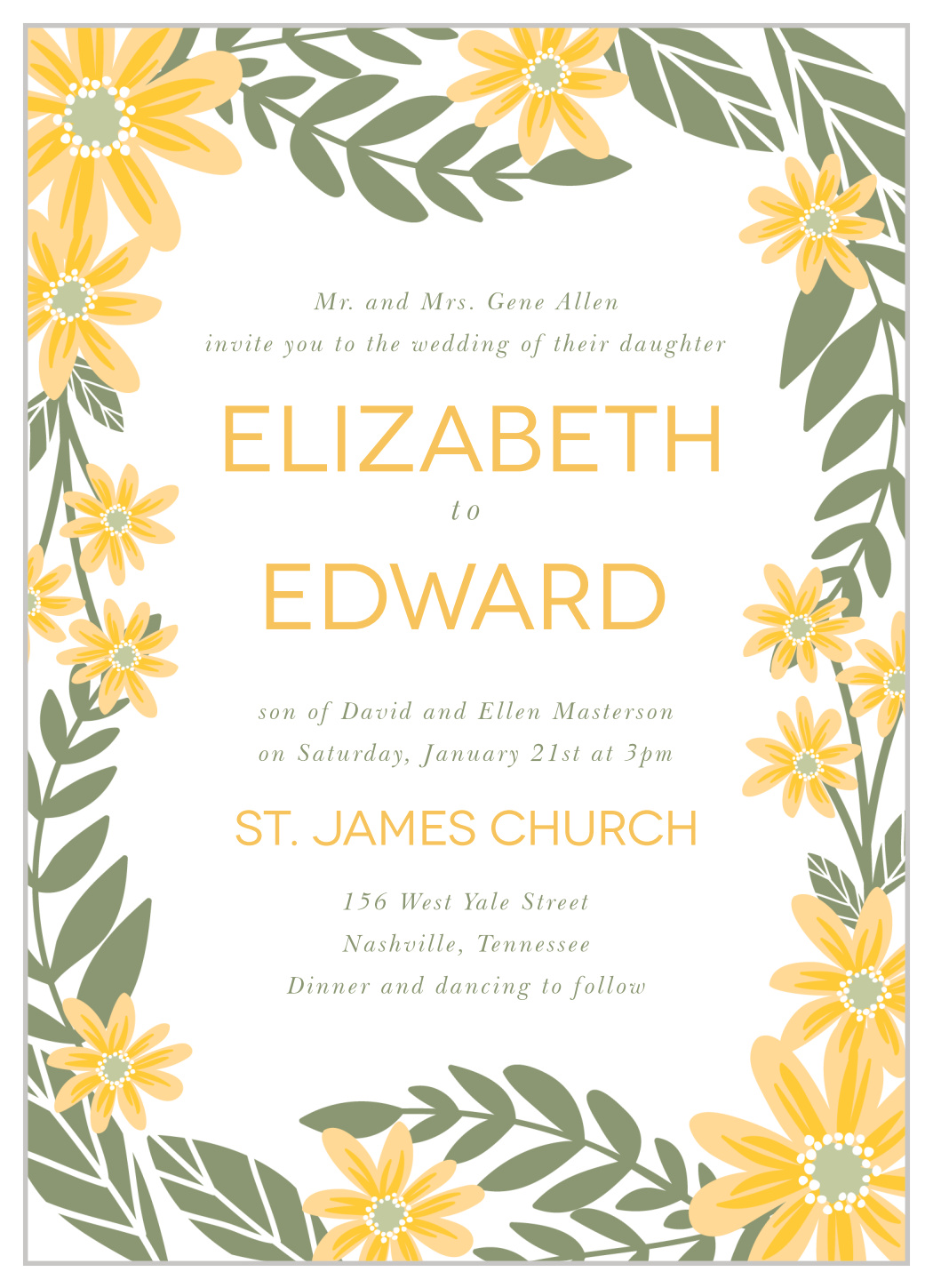 Sunny Flowers Wedding Invitations