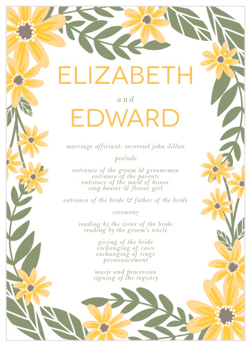 Sunny Flowers Wedding Programs