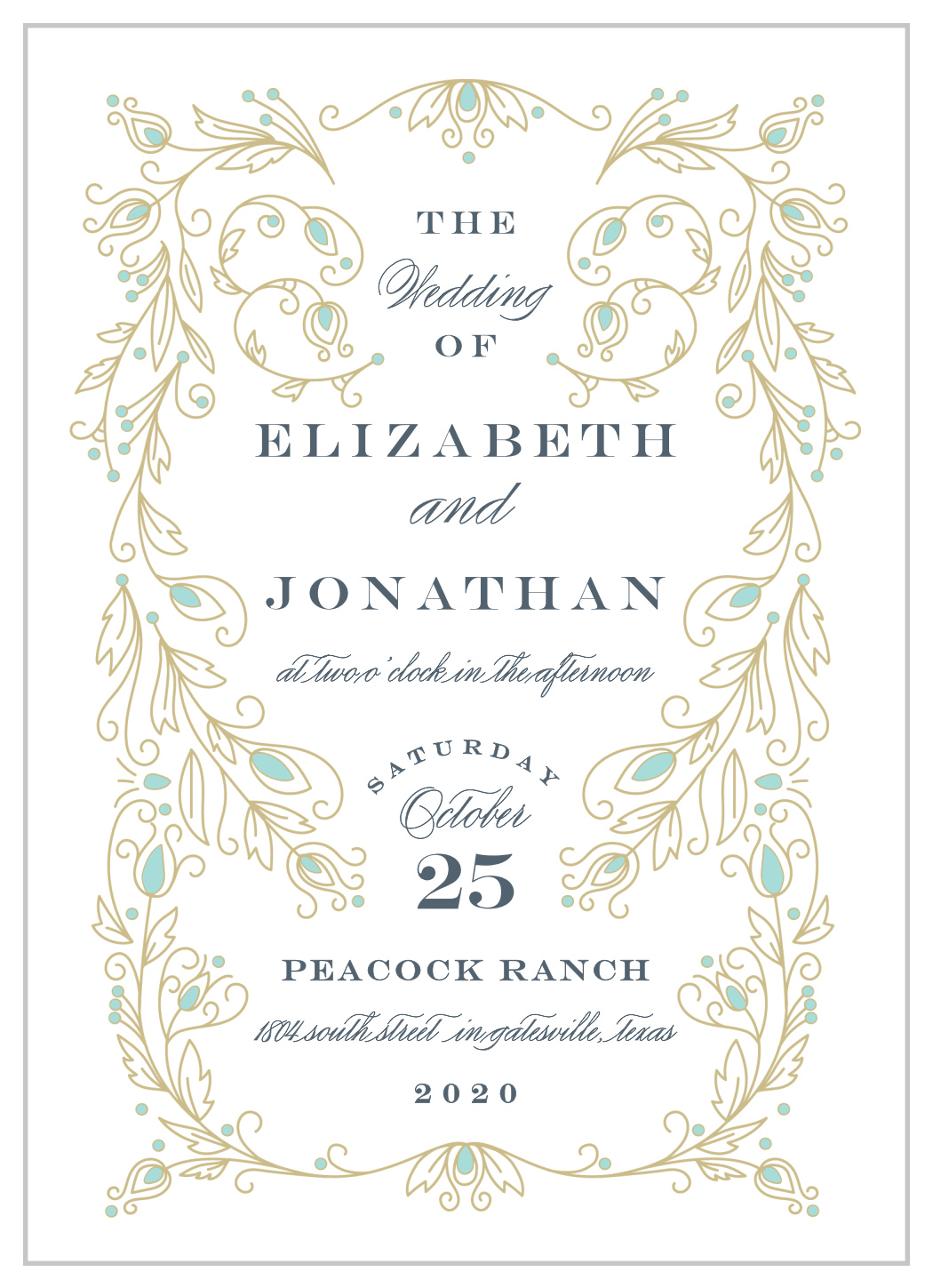 Peacock Flourish Wedding Invitations