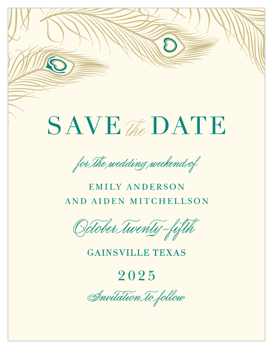 Peacock Feather Save the Date Magnets