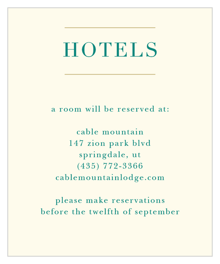 Peacock Feather Accommodation Cards
