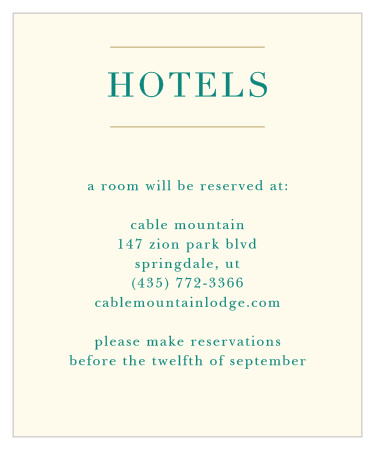 Peacock Feather Accommodation Cards