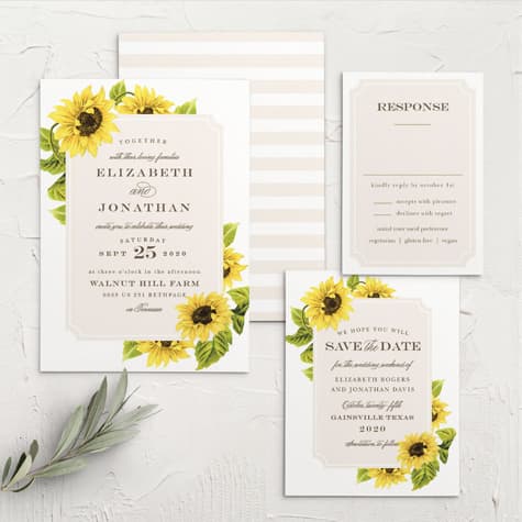 Sunflower Frame Wedding Invitations