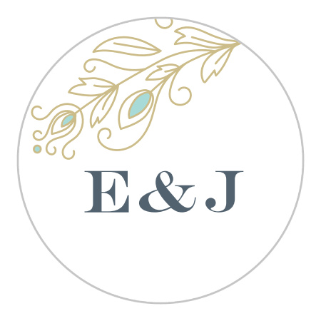 Peacock Flourish Wedding Stickers