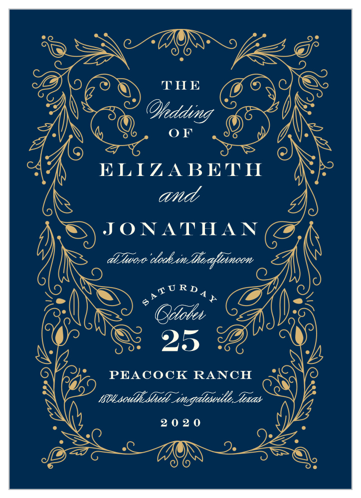 Peacock Flourish Foil Wedding Invitations