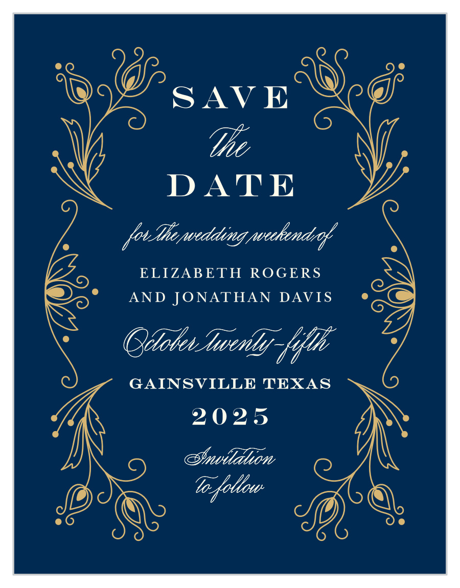 Peacock Flourish Foil Save the Date Cards