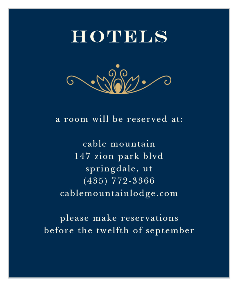 Peacock Flourish Foil Accommodation Cards