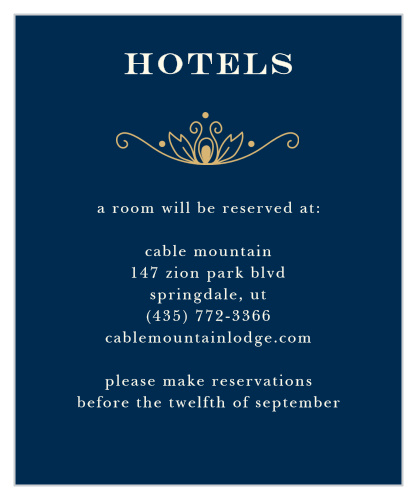 Peacock Flourish Foil Accommodation Cards
