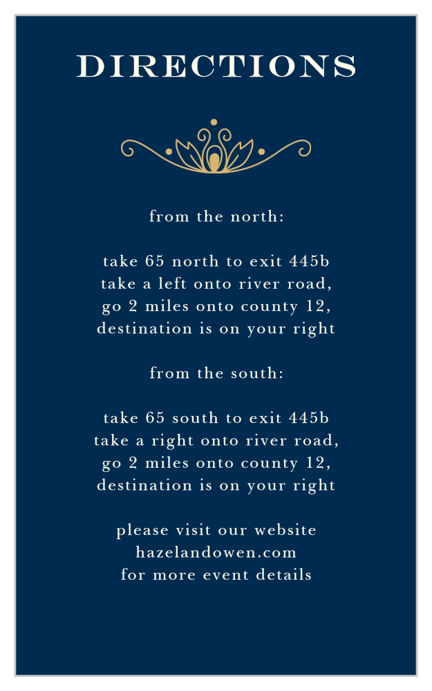 Peacock Flourish Foil Direction Cards