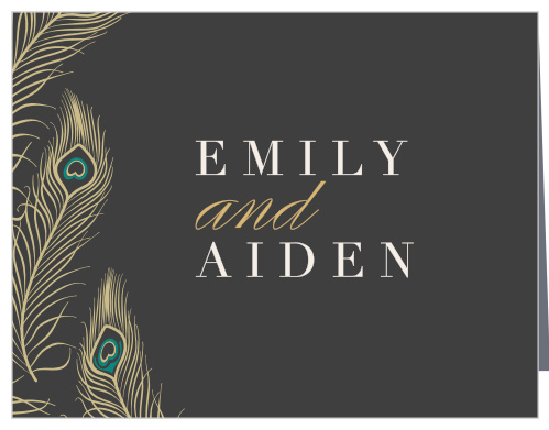 Peacock Feather Foil Wedding Thank You Cards