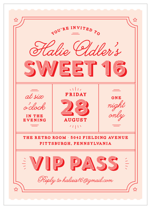 Your guests will be as delighted to receive this VIP Pass Party Invitation as you are to have them in attendance.