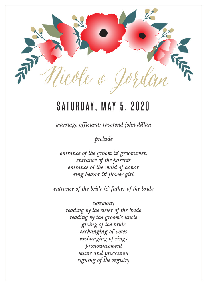 Watercolor Floral Wedding Programs