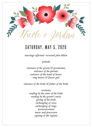 Watercolor Floral Wedding Programs