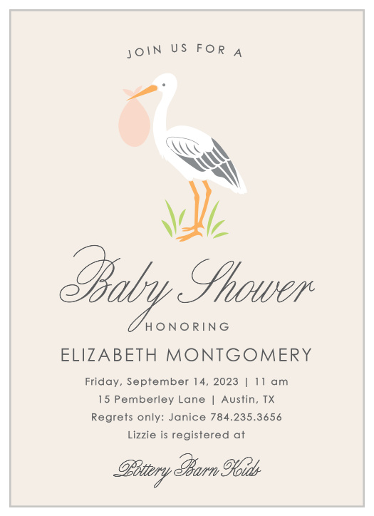 Prepare for a special delivery with the Stoked Stork Baby Shower Invitations. 