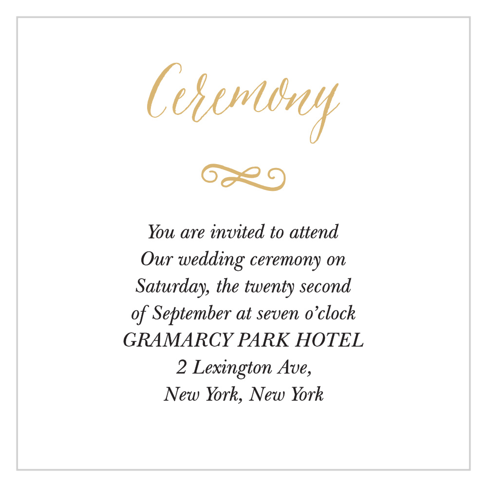 Watercolor Floral Foil Ceremony Cards