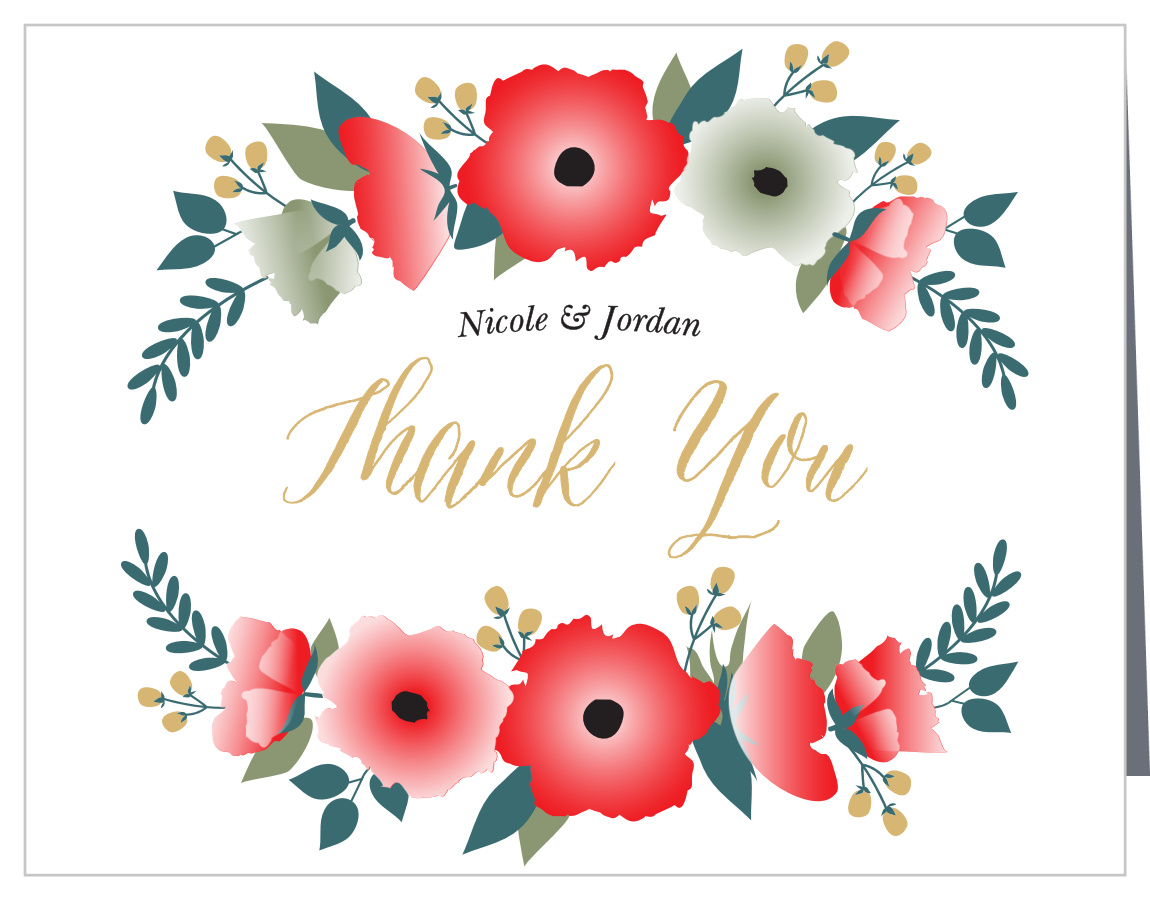 Watercolor Floral Foil Wedding Thank You Cards