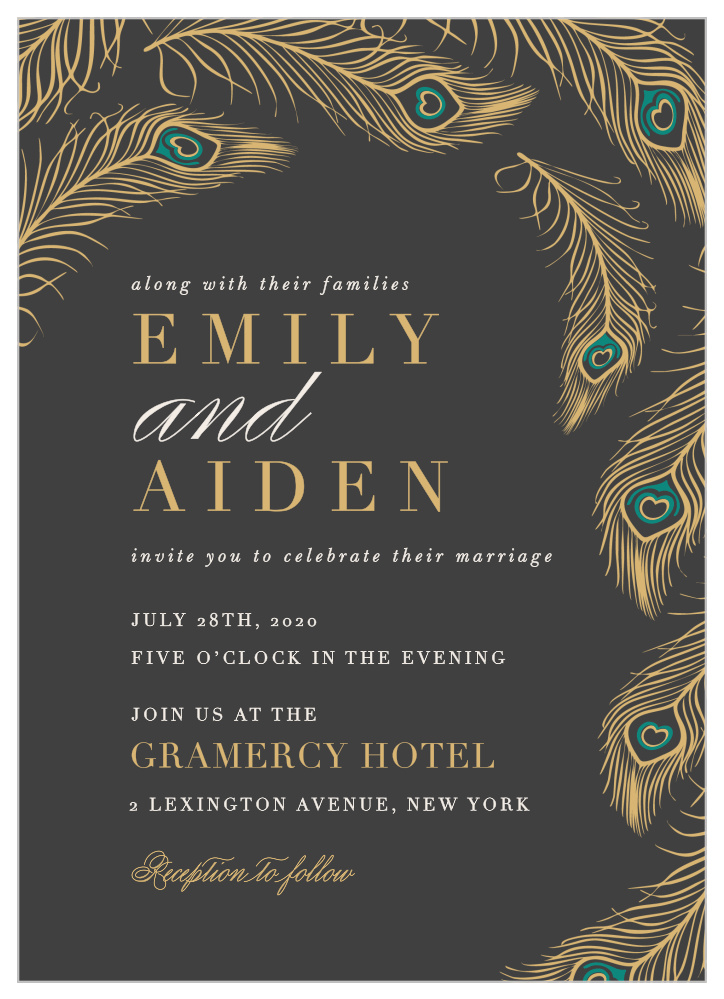 Peacock Feather Foil Wedding Invitations
