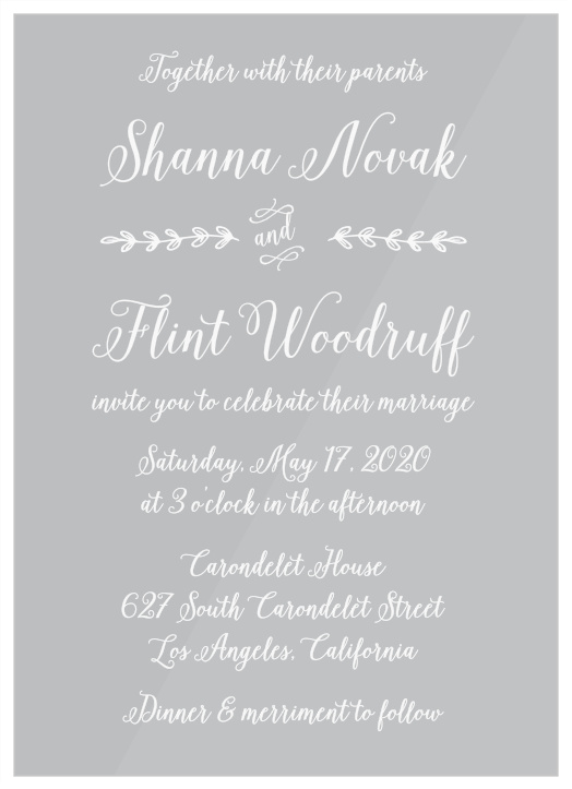 Stay true to your home roots with the gorgeous look of the Rustic Foliage Clear Wedding Invitation!