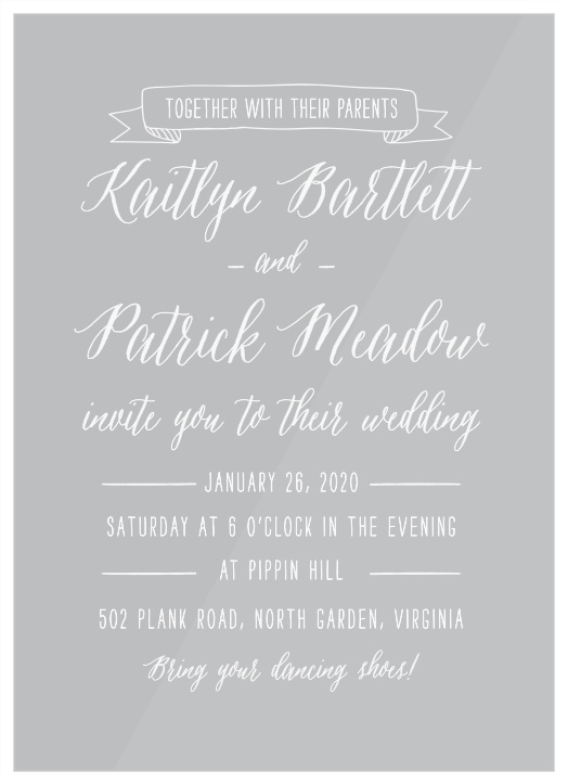 Chalkboard Inscription Clear Wedding Invitations