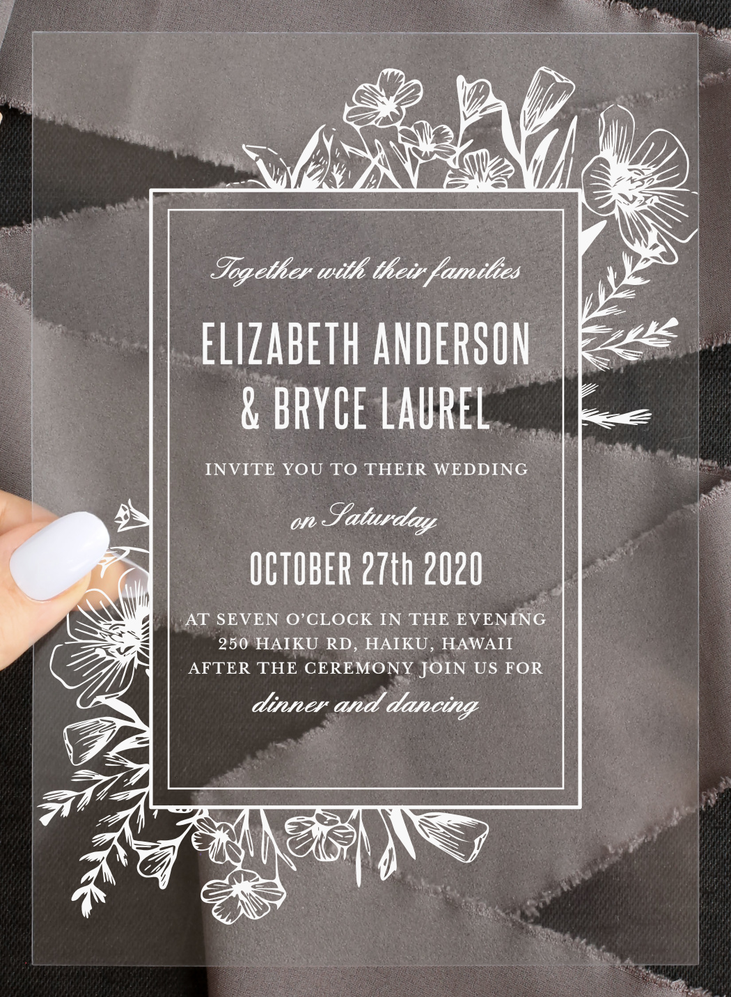 Floral Border Clear Wedding Invitations
