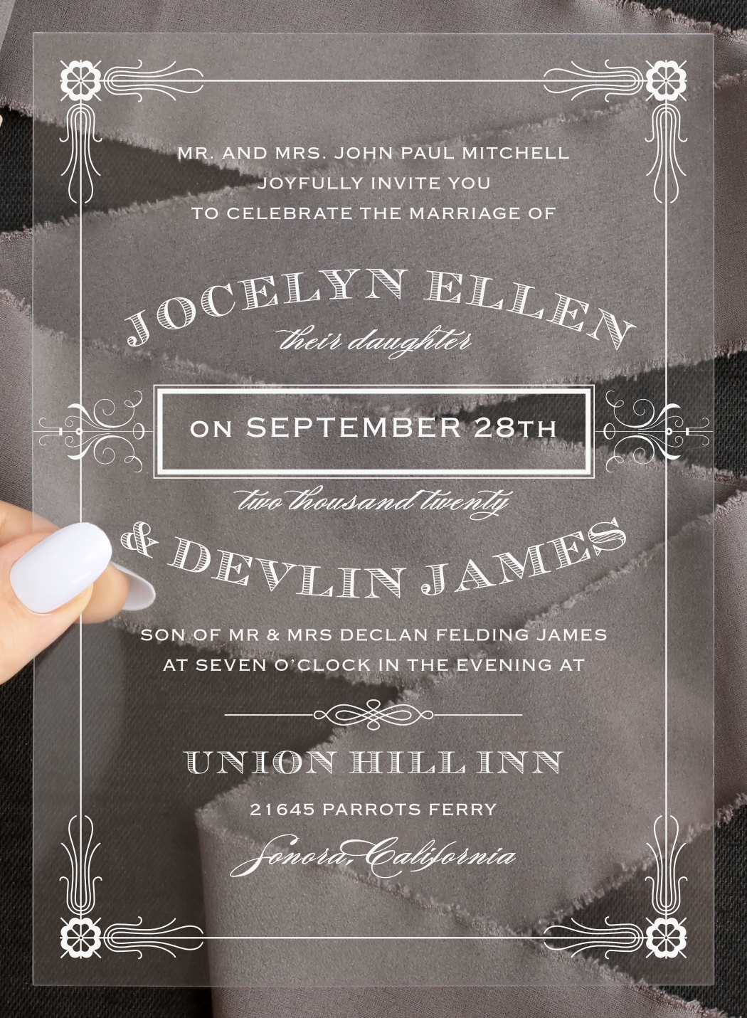 Antique Frame Clear Wedding Invitations
