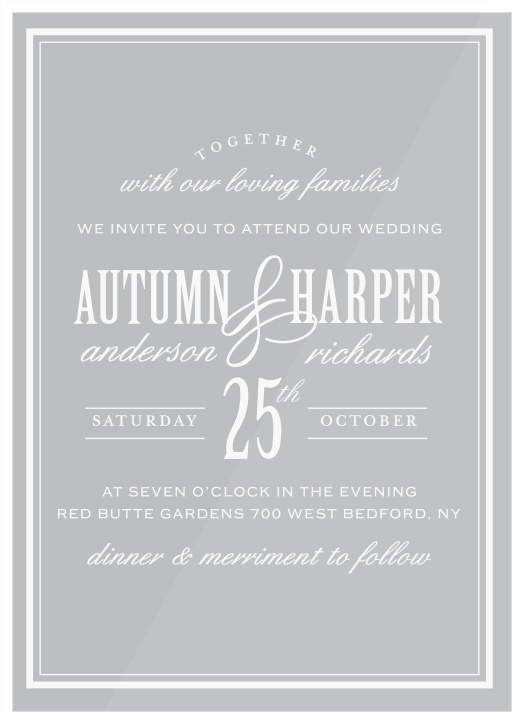 Looking for a card packed with class? The bold sophistication of the Antique Luxury Clear Wedding Invitations announces your wedding with timeless style