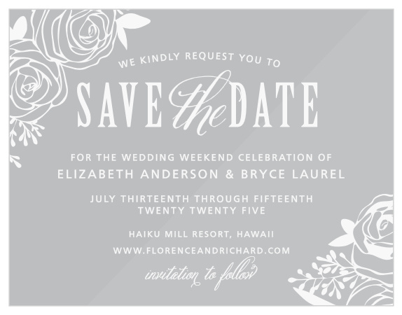 The Rustic Flowers Clear Save-the-Date Cards are the perfect way to announce your outdoor wedding.