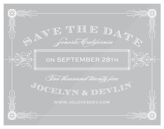 The Antique Frame Clear Save-the-Date Cards are perfect for those "old souls" couples.