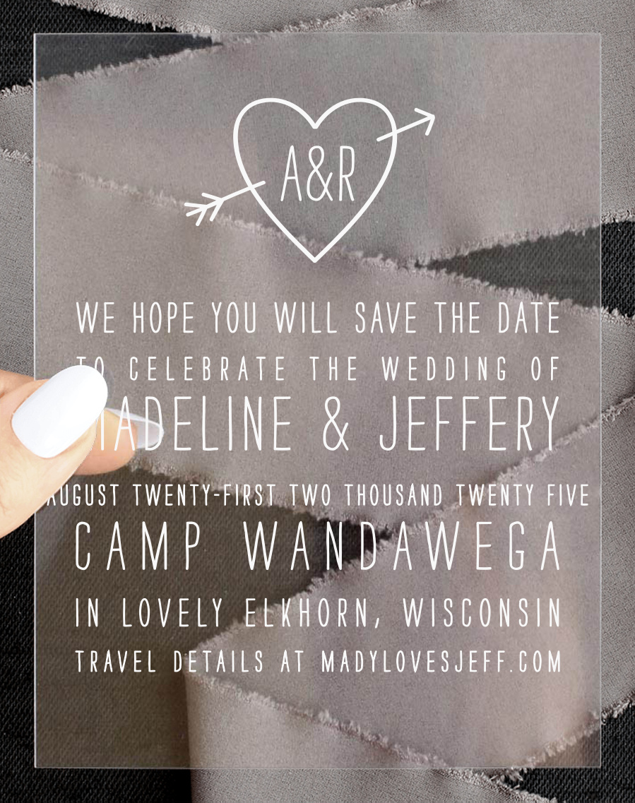 Love Struck Clear Save the Date Cards