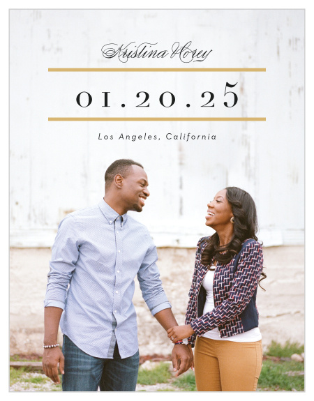 Announce your recent engagement, and upcoming wedding, with our lovely Classic Sophistication Save the Date Magnets!