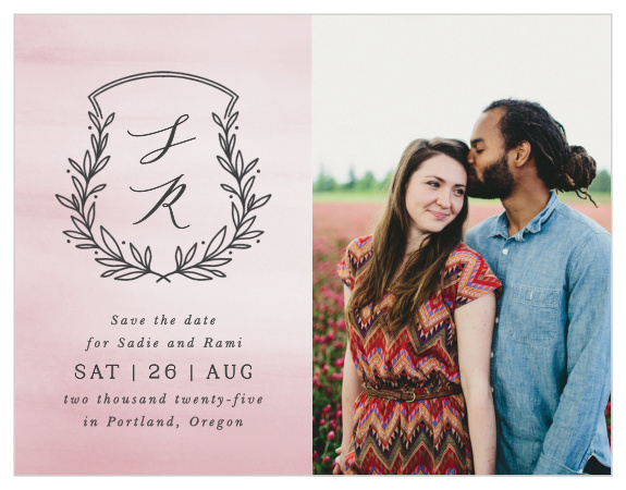 Family and friends are sure to mark their calendars for your wedding when they see the look of our Watercolor Initials Save the Date Magnets. 